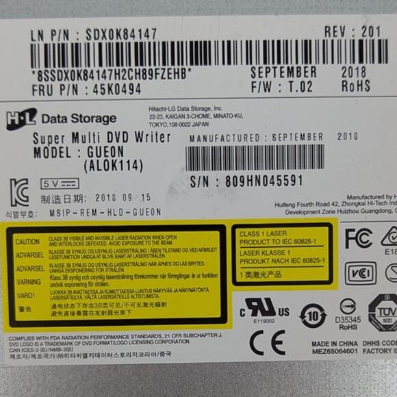 SLIM HL Data Storage Super Multi DVD Writer GUE0N SATA Optical Drive- Untested - Picture 2 of 5